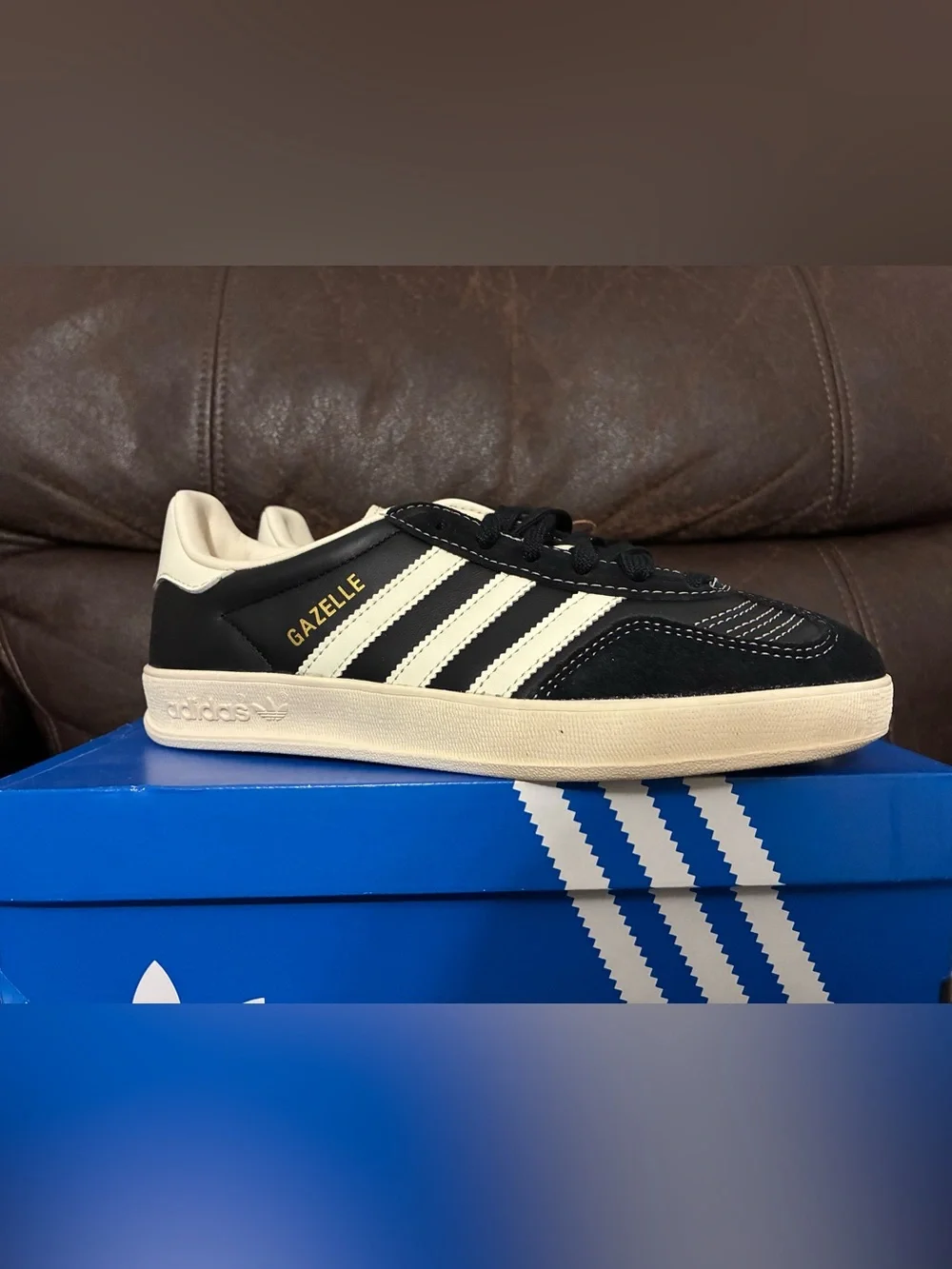 adidas Gazelle Indoor Black with Cream Accents brand new in box
